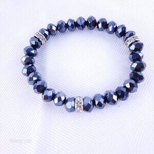 Black Bead & Diamond Bracelet